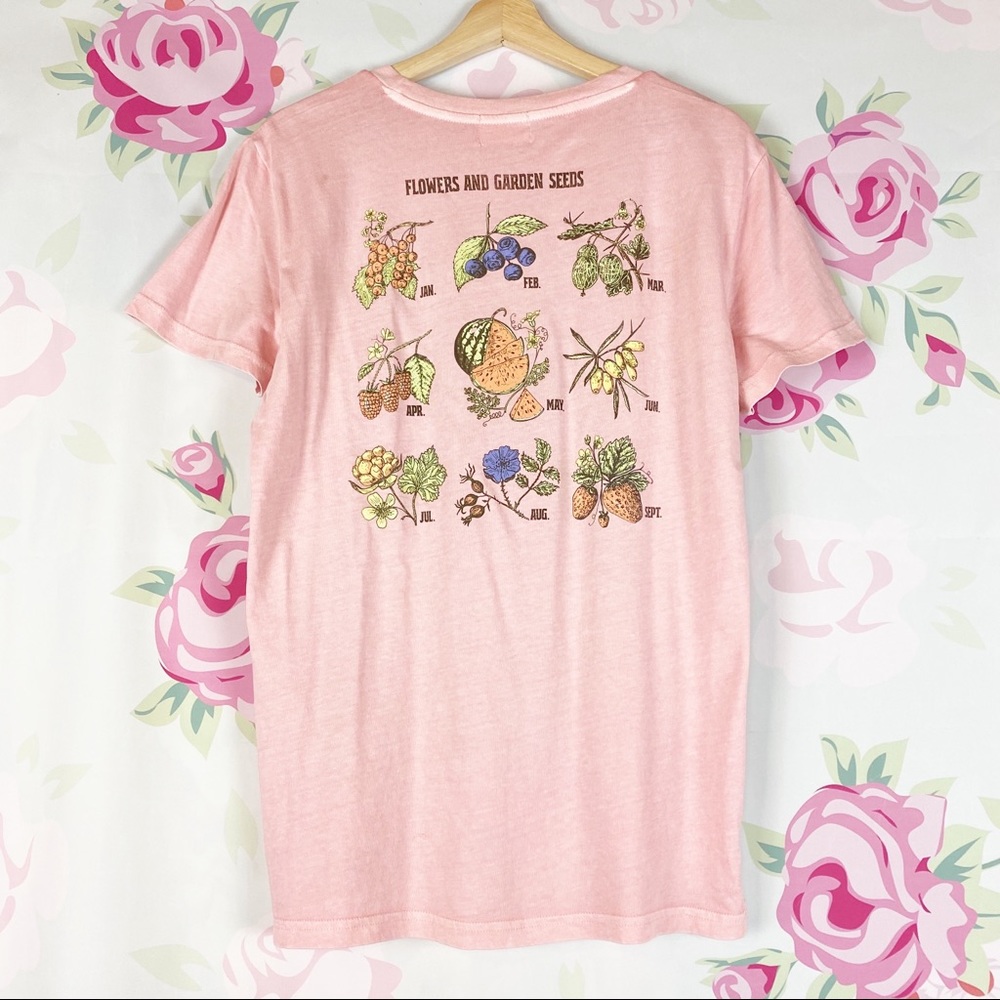 NEW Flowers and Garden Seeds Pink Graphic Shirt - Picture 4 of 8